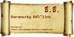 Baranszky Bálint névjegykártya